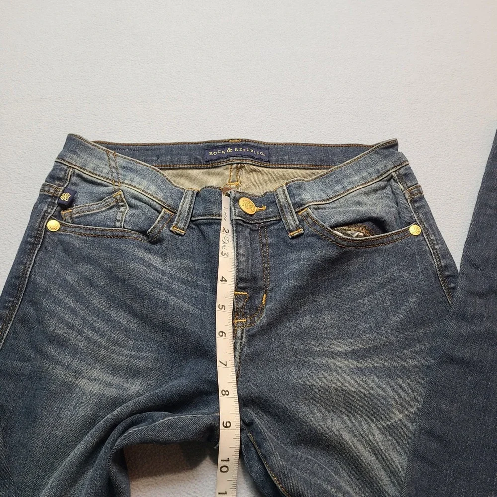 Rock & Republic Berlin Jeans Womens 8M Blue Excellent Studded Skinny Low Rise